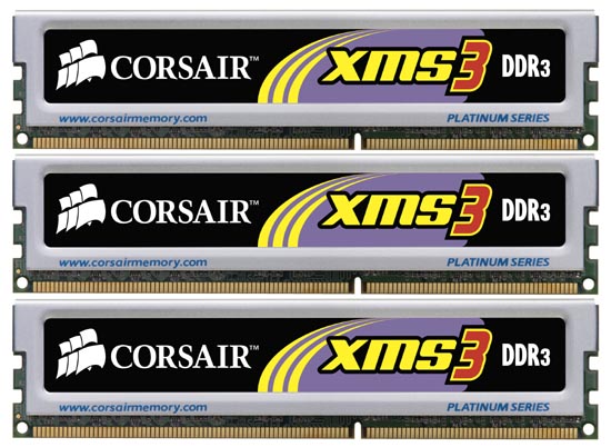 Corsair、“Corei7動作検証済み”のDDR3メモリ3枚組セット4製品を発売