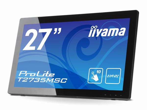 iiyama Pro Lite 27インチ モニター　ディスプレイ iiyama、10点マルチタッチ対応の27型フルHD液晶「ProLite T2735MSC