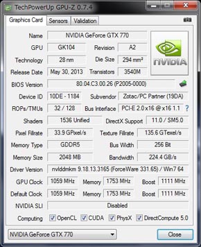 GeForce GTX770OtBbNXJ[h̏ڍ