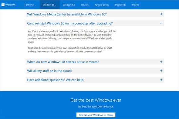 Windows 10 FAQ