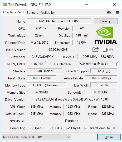 NVIDIA GeForce GTX950M