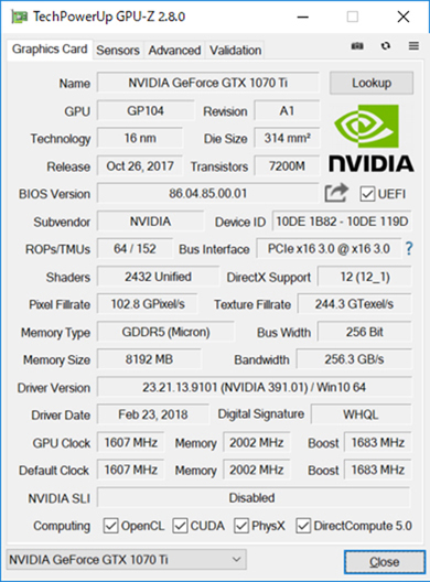 GPU-Z̉ʁBGPUGeForce GTX 1070 TiB1070 Ti̊ȈՐ͂Ȃ󏭉lBNbN͒iAȈՐ̗p\Ɋ҂ăI[o[NbNĂ݂̂ǂ낤