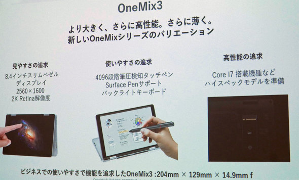超小型2in1 Pcの最新モデル Onemix3 をチェック 発売は7月下旬予定 1 2 Itmedia Pc User