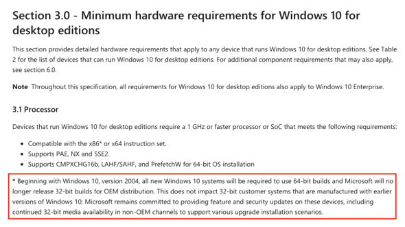 Minimum hardware requirements