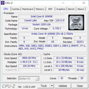 Core i9-10900KCPU-Z
