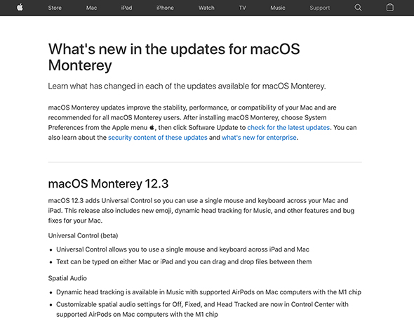 macOS Monterey 12.3̓omWeby[W