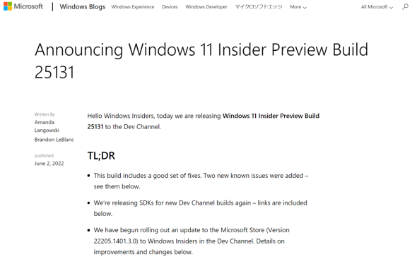 uWindows 11 Insider Preview Build 251131v̍my[W