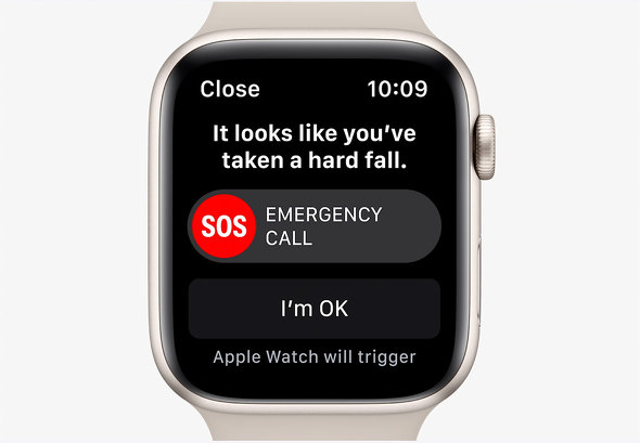 When Apple Watch detects a big impact, etc., a screen prompting emergency contact is automatically displayed
