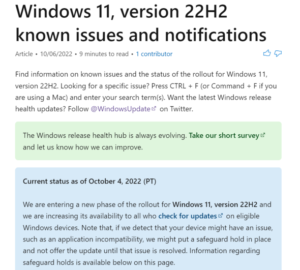Windows 11 o[W 22H2̒񋟔͈͂g傳ꂽ