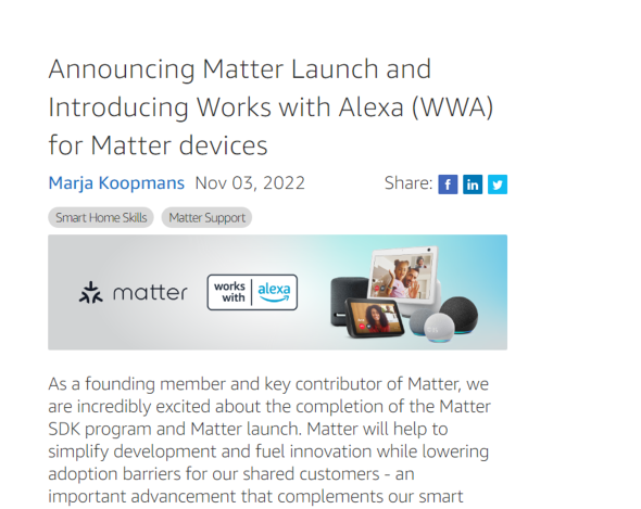 Matter̃S[hX|T[łAmazonAuWorks with AlexaiWWAjfor Matter foCXFv𓱓