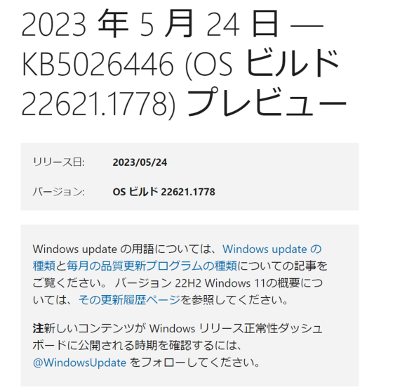 Windows 11 22H25x̔ZLeBXVvO[Xꂽ