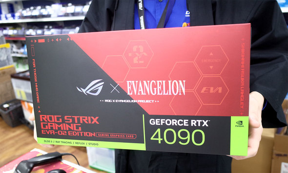 同店に入荷したグラフィックスカード「ROG Strix GeForce RTX 4090 24GB GDDR6X OC EVA-02 Edition」