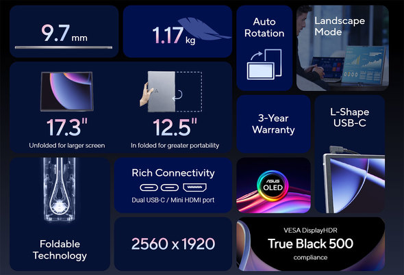 ASUS ZenScreen Fold OLED MQ17QH ASUS JAPAN oCfBXvC L@EL ܂肽
