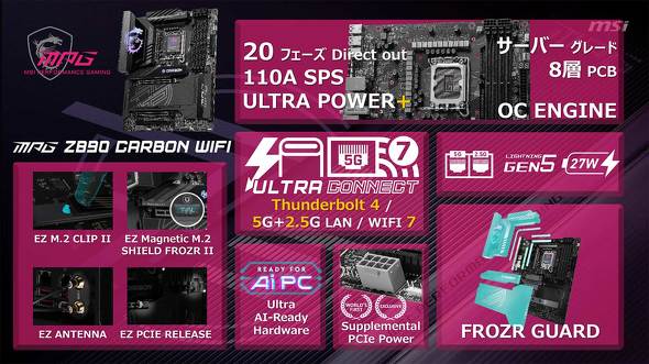 GGXACRs[^[Wp MSI  Intel Z890`bvZbg Core Ultra 200V