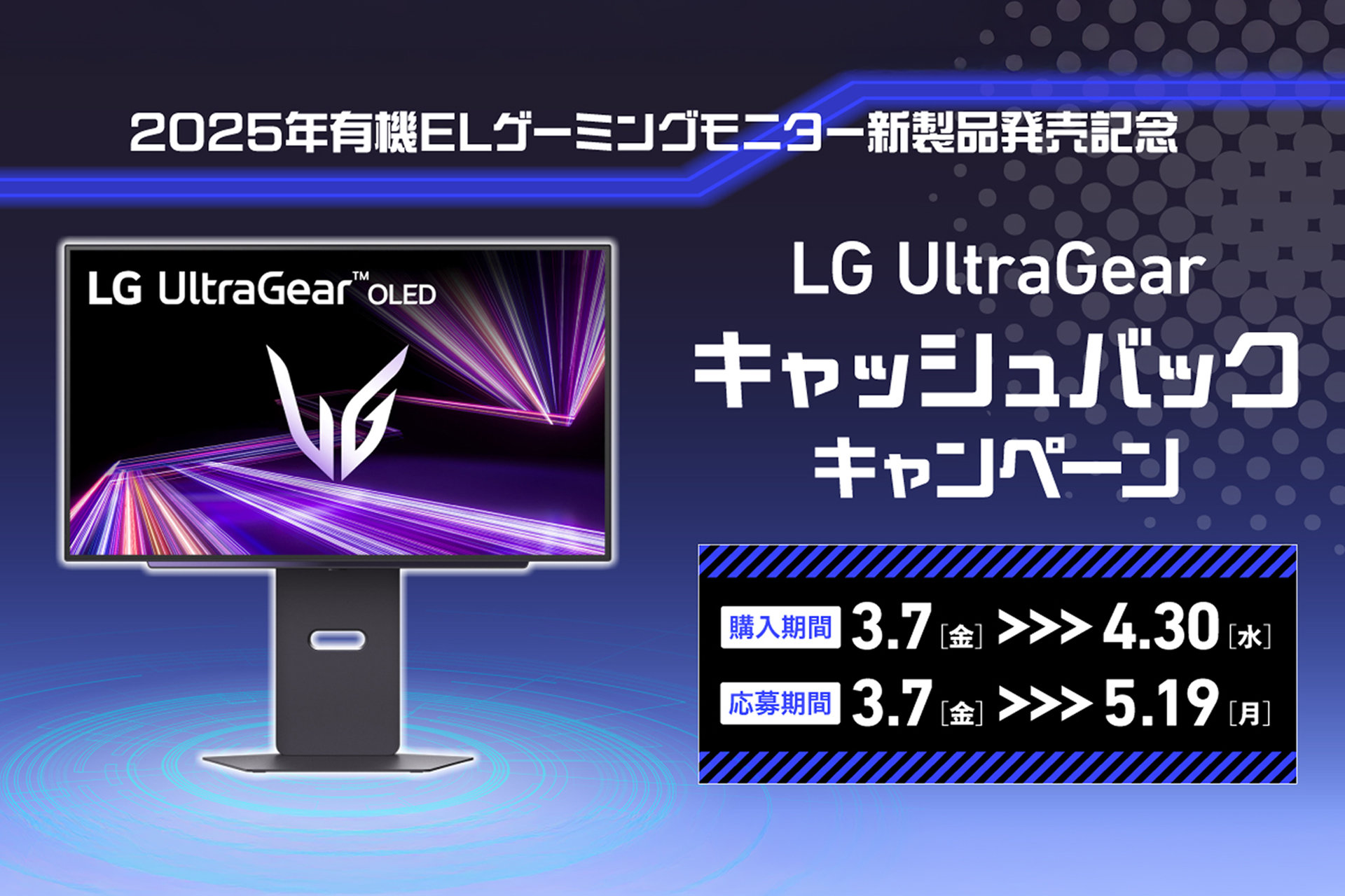 最新のゲーミングディスプレイを買えば最大1万円キャッシュバックだと 