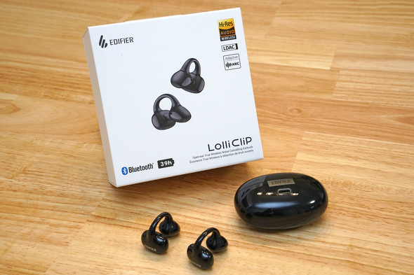 EDIFIER LolliClip ワイヤレスイヤフォン ブラック Edifier LolliClip｜AIノイズキャンセリング搭載・空間