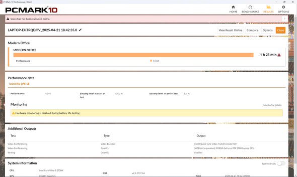 PCMark 10 Battery ProfileiModern Officej