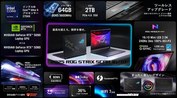 ASUS JAPAN ROG Strix SCAR 18 G835 Core Ultra 9 275HX NVIDIA GeForce RTX 5090 Laptop GPU