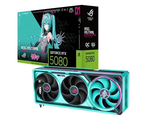 OtBbNXJ[huROG Astral GeForce RTX 5080 16GB GDDR7 OC HATSUNE MIKU EDITIONv̐i摜Bi306000~OƂȂ