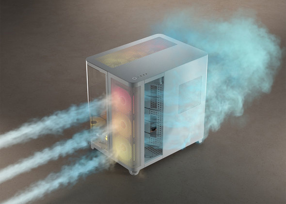 フロント吸気は右側面前方にある排気口に流れる