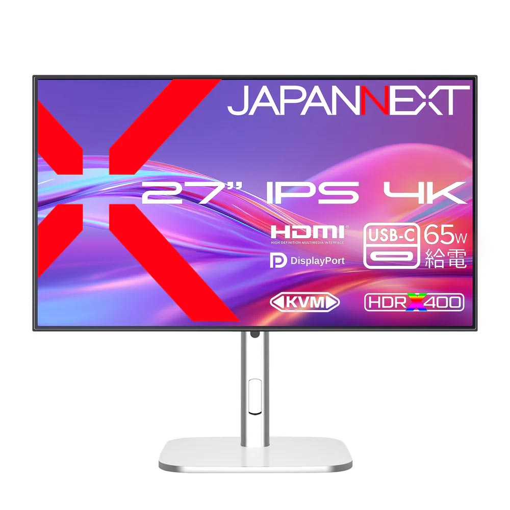 JAPANNEXT、Type-C接続も利用できるスタンダード27型4K液晶