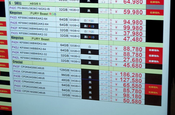 �p�\�R���H�[�H�t���p�[�c�ق�DDR5-5600�̉��i�\