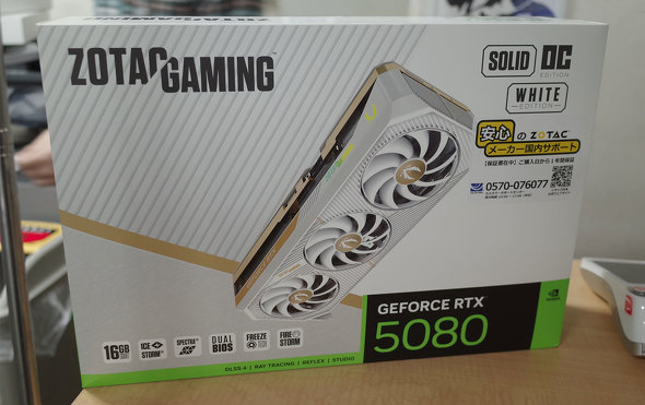 3�����A�I���I�X�y�b�N�ɓ��ׂ���ZOTAC�̔���RTX 5080�J�[�h���ʏ�̔����ꂽ