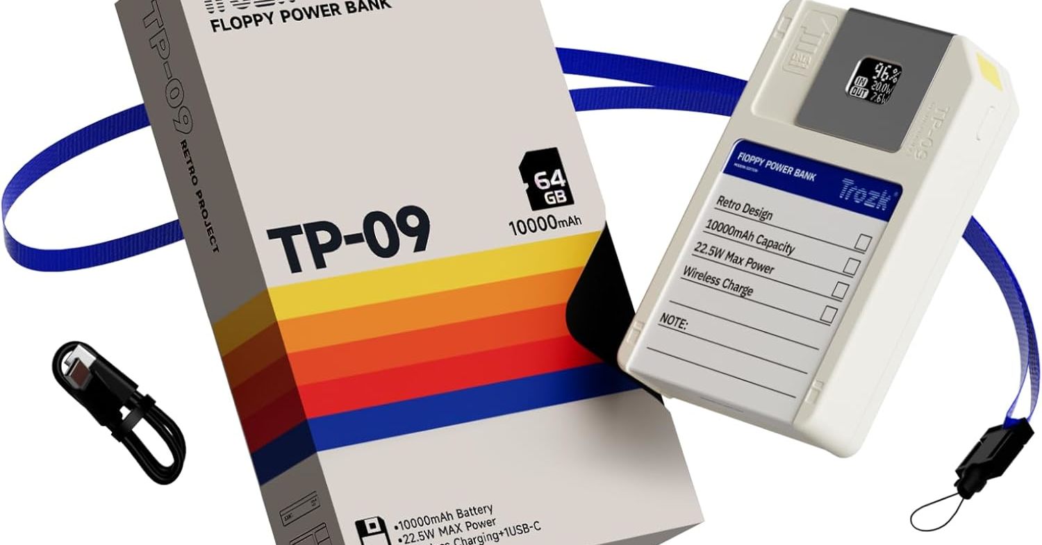 新品✨️未使用Trozkモバイルバッテリー TP09U レトロ 10000mAh64Gストレージ フロッピー世代に刺さるレトロなデザインが魅力の「Trozk モバイル