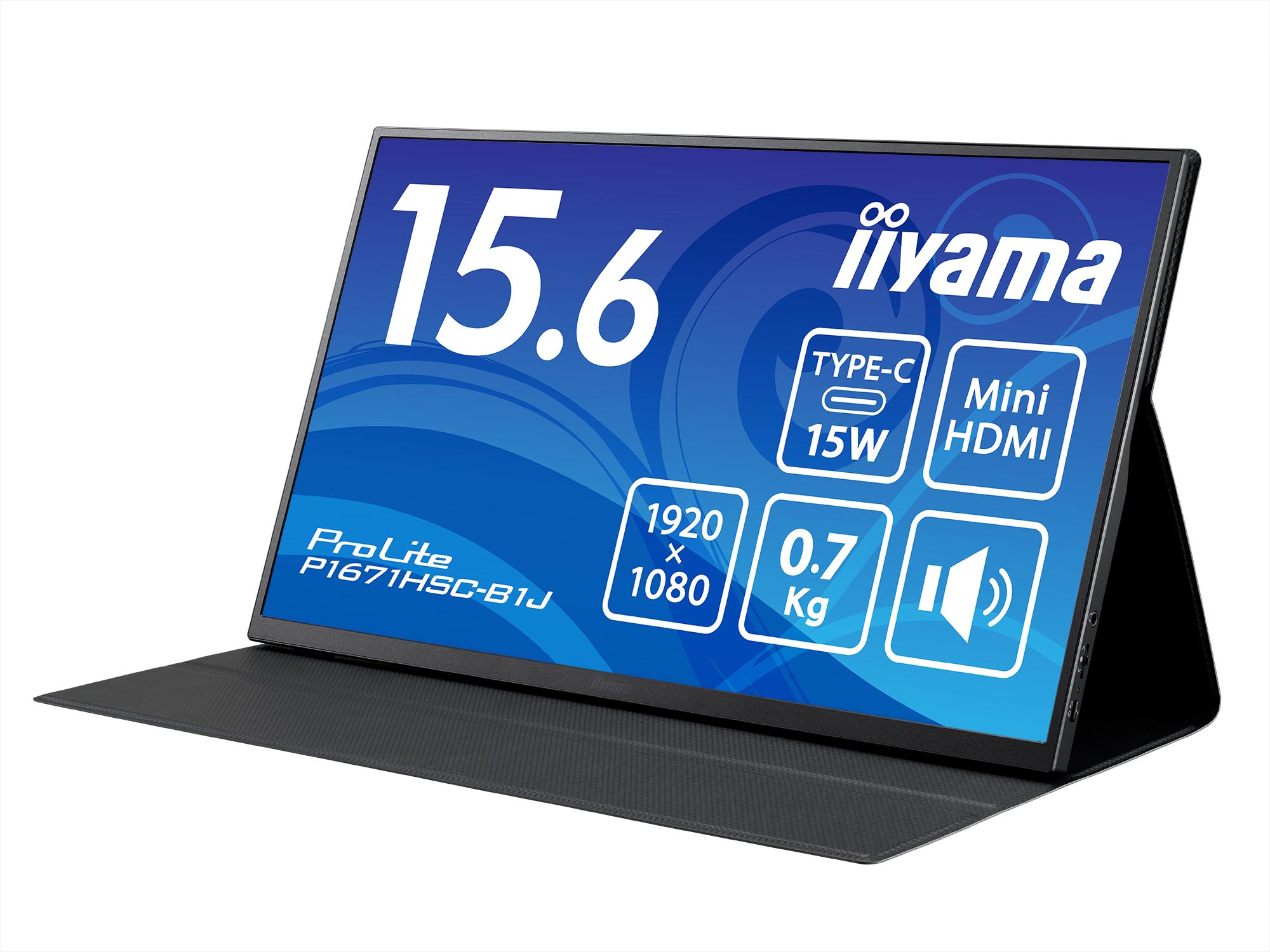 iiyama、約700gのスリム筐体を採用した15.6型モバイル液晶ディスプレイ