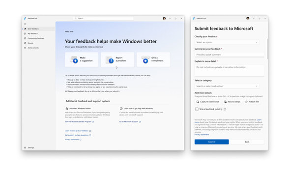 �V�����Ȃ���Feedback Hub��UI�^UX