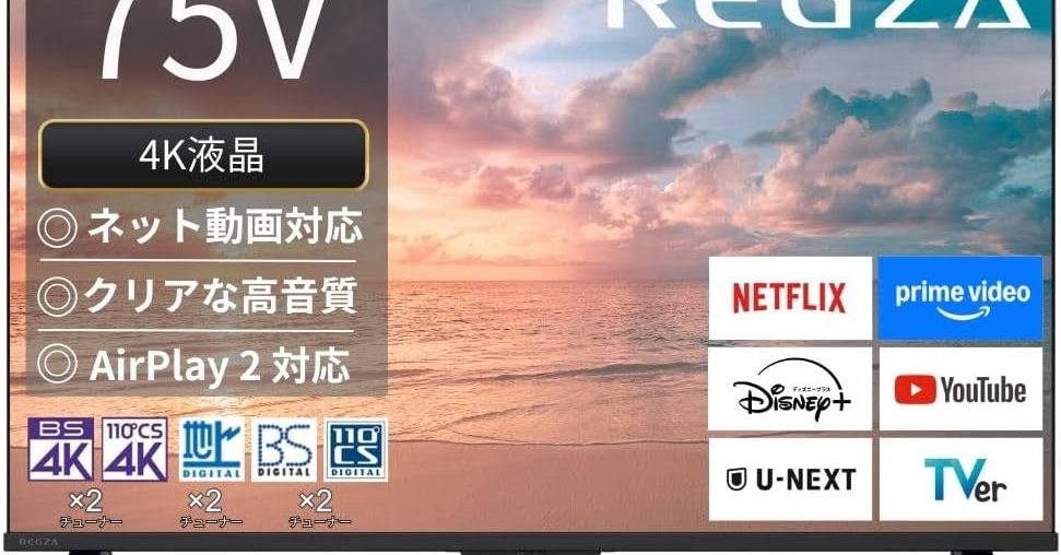 圧倒的な没入感でネット動画も高画質に楽しめる「レグザ 75E350R」が22