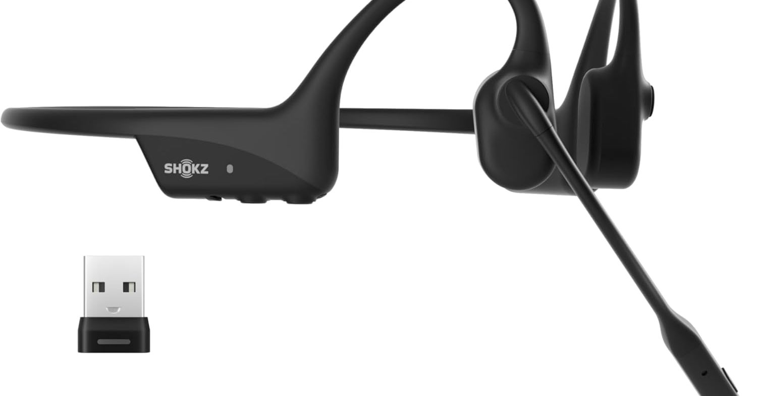 口元にマイクを近づけられる骨伝導ワイヤレスイヤフォン「Shokz