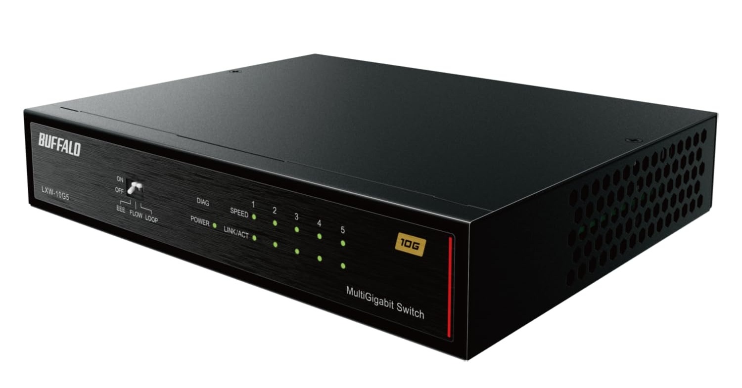 [ITmedia PC USER] 10Gbps／5ポートのスイッチングハブ「バッファロー LXW-10G5/N」がセールで15％オフの3万580円に