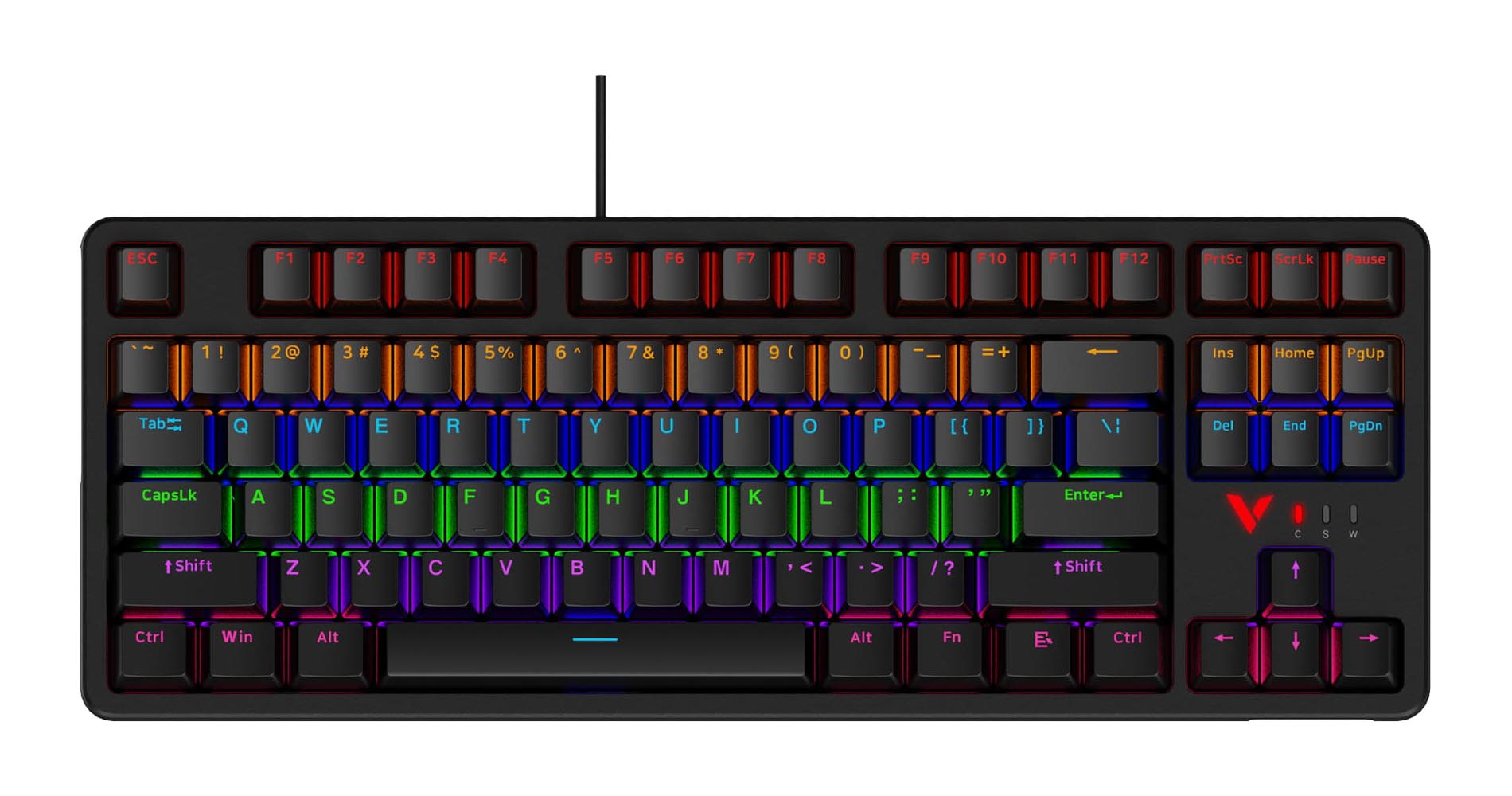 Rapoo、赤軸キー搭載の有線メカニカルゲーミングキーボード「V500PRO-87BK」を7月中旬発売、価格は5980円