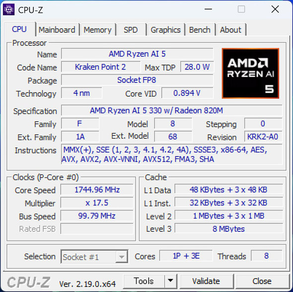 CPU��Ryzen AI 5 330���̗p