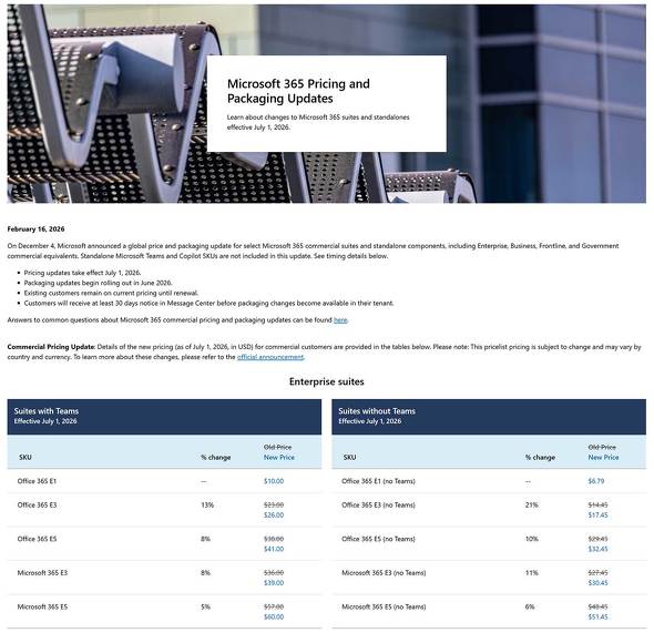 Microsoft 365�̖@�l�����v�����̒l�グ�Ɋւ��郊���[�X