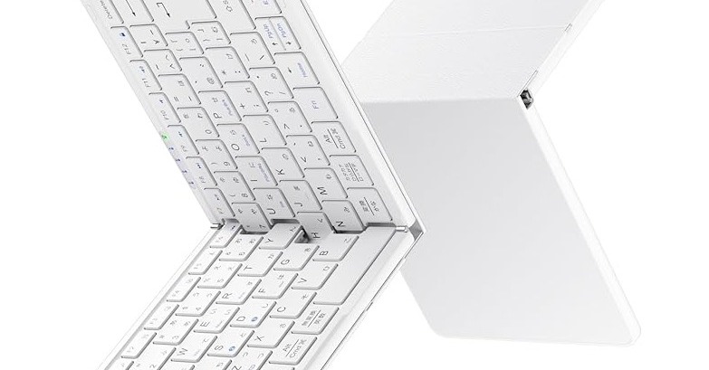 真っ白なOmikamoの日本語配列折りたたみキーボードが20％オフの4784円