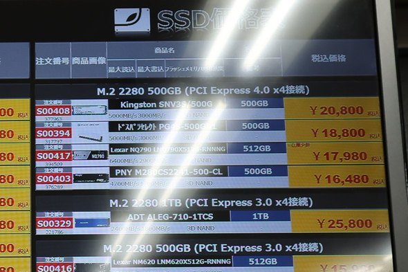 �h�X�p���H�t���{�X��500�`512GB PCIe 4.0�Ή�SSD�̉��i�\