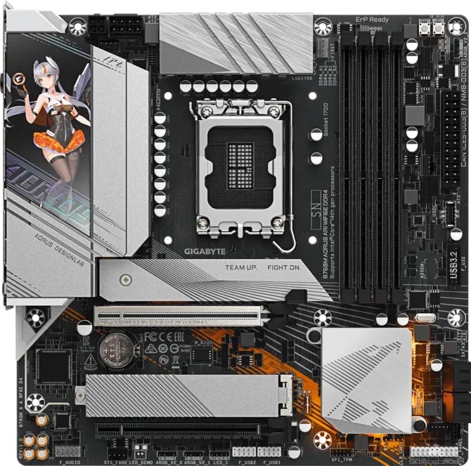 GIGABYTE、“神鷹凛”デザイン採用のB760チップセット採用microATX