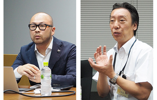 WHITE MOTION 最高経営責任者（CEO）の蔵本雄一氏と会長の石橋誠氏
