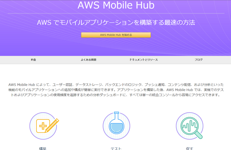 AWS Mobile HubWebTCgsNbNŊgt