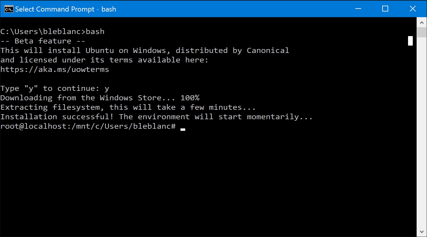 Bash on Ubuntu on WindowsLinux̃R}hC[eBeB[sł悤ɂȂccsNbNŊgt