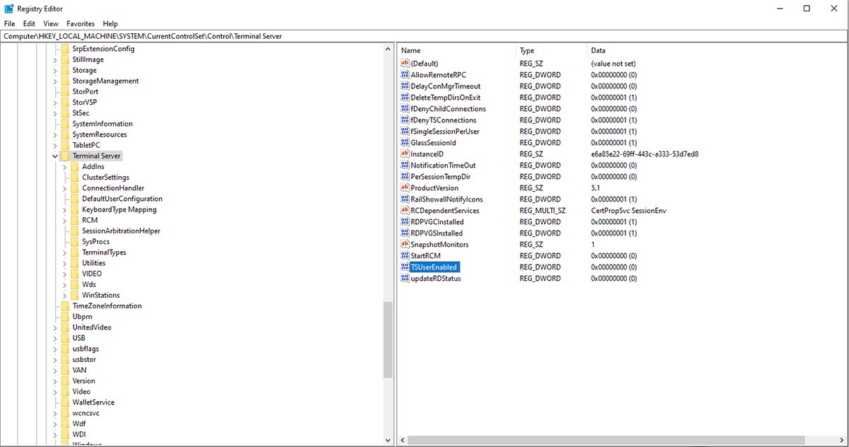 6@WXgL[Terminal Server̒lTSUserEnabled0ɐݒ肳Ăiʂ͉pŁjsNbNŊgt