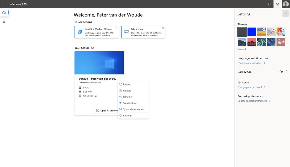 1@Windows 365WebNCAgő\ȍځiʂ͉płŁAM҂擾jsNbNŊgt